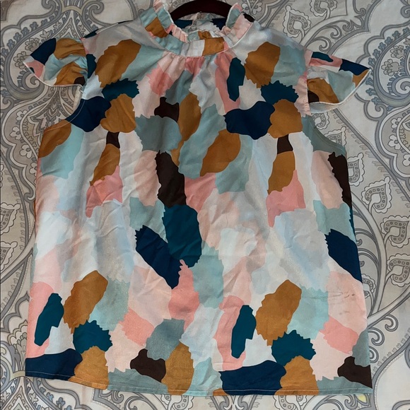 Colorful Abstract Pattern Blouse - Picture 1 of 3